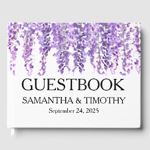 Wisteria Purple Watercolor Floral Wedding Guest Book