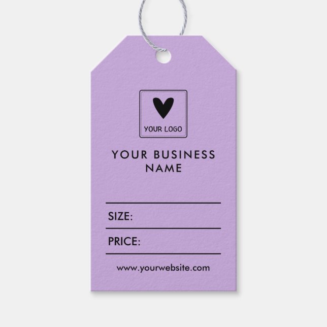 Wisteria Purple Your Logo Social Media Price Gift Tags (Front)
