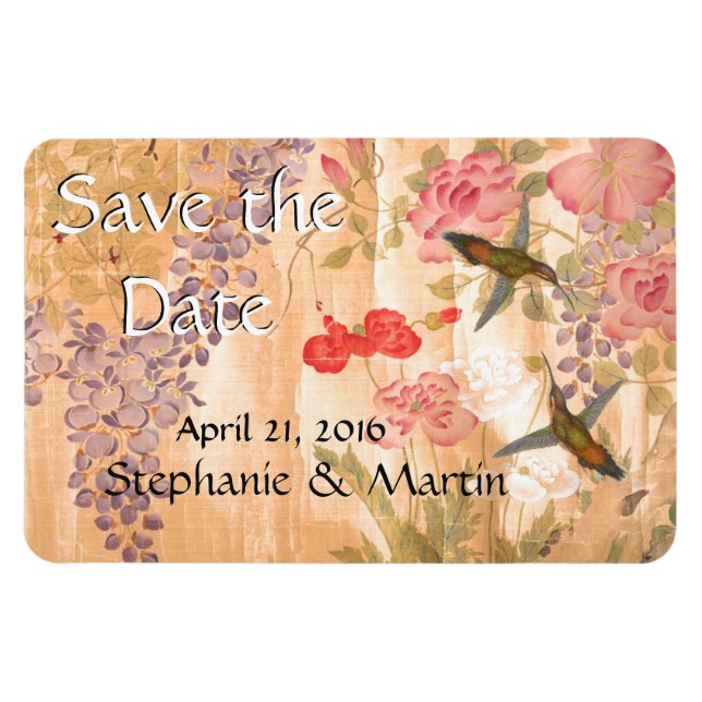 Wisteria Roses Flowers Floral Save the Date Magnet (Horizontal)