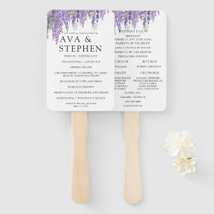 Wisteria tree purple minimal Wedding Program Hand Fan