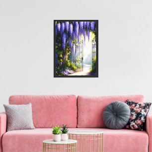 Wisteria vine on nostalgic, victorian garden gate canvas print