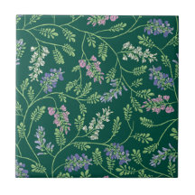 Wisteria Vines Blooming on Teal Ceramic Tile