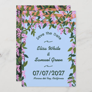 Wisteria Vines Floral Custom Photo Wedding  Save The Date