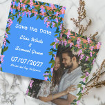 Wisteria Vines Floral Custom Photo Wedding  Save The Date<br><div class="desc">Perfect design for a fun save the date card! Hand made art for you! FULLY CUSTOMIZABLE! Click on “Personalise” above to edit the text and add your photo to the back. Click "edit using design tool" to adjust the fonts, colours and placements and to delete the back side design if...</div>