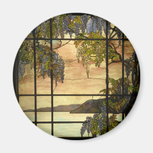 Wisteria vines in stained glass magnet