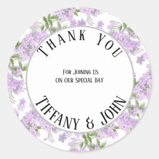 Wisteria Wedding Thank You Classic Round Sticker
