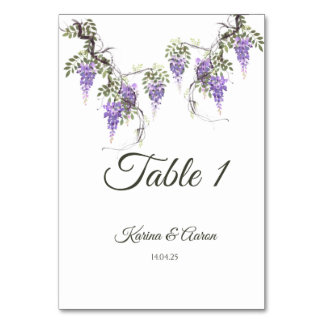 Wisteria Wedding Welcome Sign Table Number