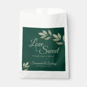 Wistful Emerald & Sage Green Leaves Wedding Favour Bags