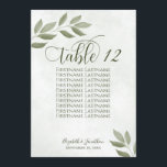 Wistful Green Leaves Wedding Seating Chart Card<br><div class="desc">These elegant and modern wedding table number/seating chart cards feature a rustic and artistic design with wistful hand painted sage green or pale olive coloured watercolor leaves on a marbled background. The lettering is done in modern script font and the beautiful foliage and greenery is perfect for adding style and...</div>
