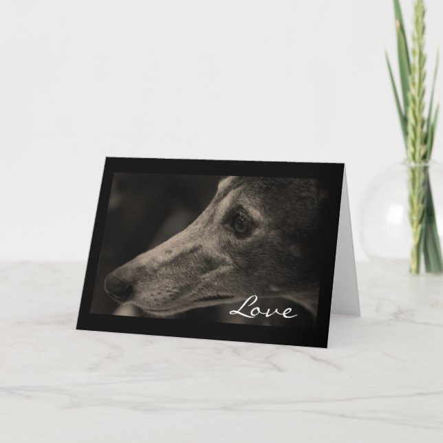 Wistful Greyhound Eyes of Love Card (Front)