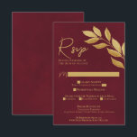 Wistful Leaves Burgundy & Gold Watercolor Wedding RSVP Card<br><div class="desc">These beautiful RSVP cards will make it easy for your guests to respond to your wedding invitation. They feature a rustic hand painted watercolor design with wistful golden leaves on a marbled burgundy background. There is space for your guests to indicate whether they can attend or not, the number of...</div>