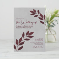 Wistful Leaves Elegant Burgundy & Grey Wedding