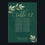 Wistful Leaves Emerald & Sage Table Number & Names<br><div class="desc">These elegant and modern wedding table number cards feature a rustic and artistic design with wistful hand painted sage green or pale olive coloured watercolor leaves on a marbled emerald green background. The lettering is done in modern script font and the beautiful foliage and greenery is perfect for adding style...</div>