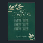 Wistful Leaves Emerald & Sage Table Number & Names<br><div class="desc">These elegant and modern wedding table number cards feature a rustic and artistic design with wistful hand painted sage green or pale olive coloured watercolor leaves on a marbled emerald green background. The lettering is done in modern script font and the beautiful foliage and greenery is perfect for adding style...</div>