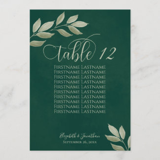 Wistful Leaves Emerald & Sage Table Number & Names