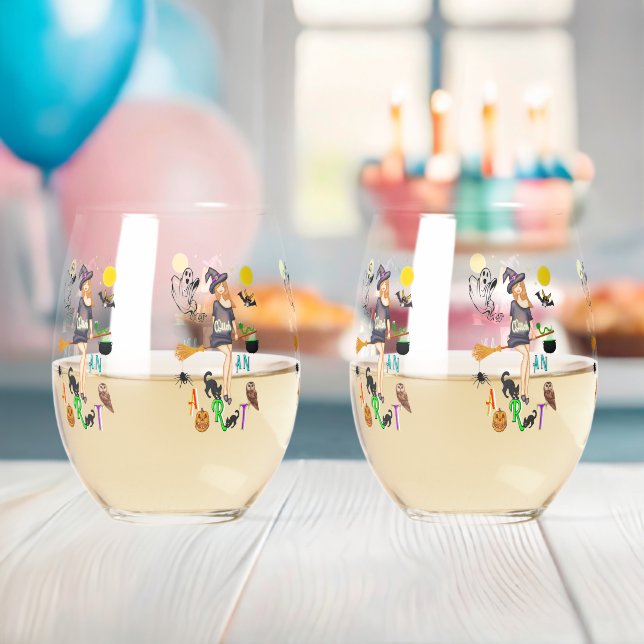 Witch An Art Stemless Wine Glass (Insitu (Baby Shower))