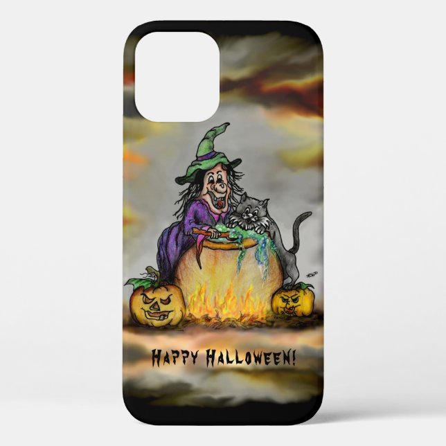Witch and black Cat, Happy Halloween! Case-Mate iPhone Case (Back)