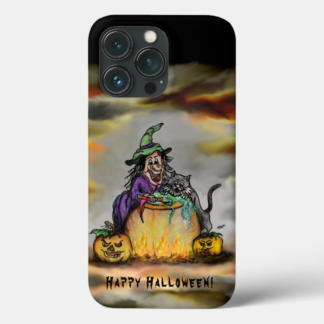 Witch and black Cat, Happy Halloween! Case-Mate iPhone Case (Back)