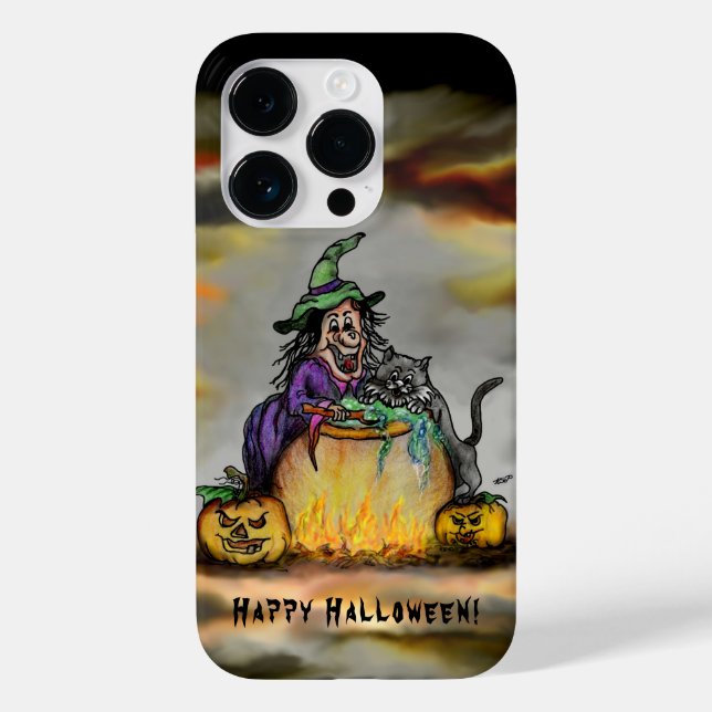 Witch and black Cat, Happy Halloween! Case-Mate iPhone Case (Back)