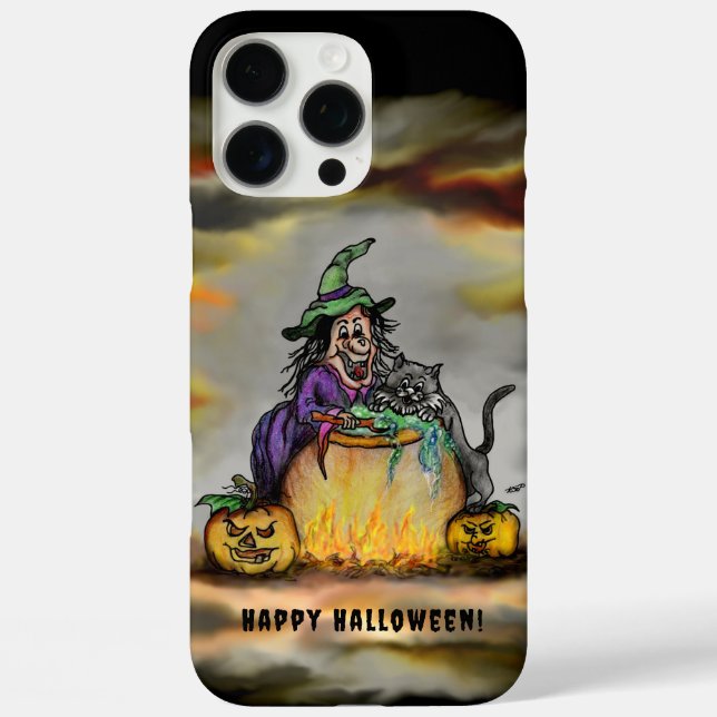 Witch and black Cat, Happy Halloween! Case-Mate iPhone Case (Back)