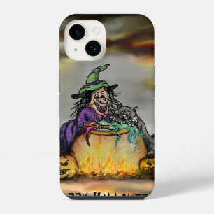 Witch and black Cat, Happy Halloween! iPhone 14 Case