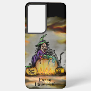 Witch and black Cat, Happy Halloween! Samsung Galaxy Case