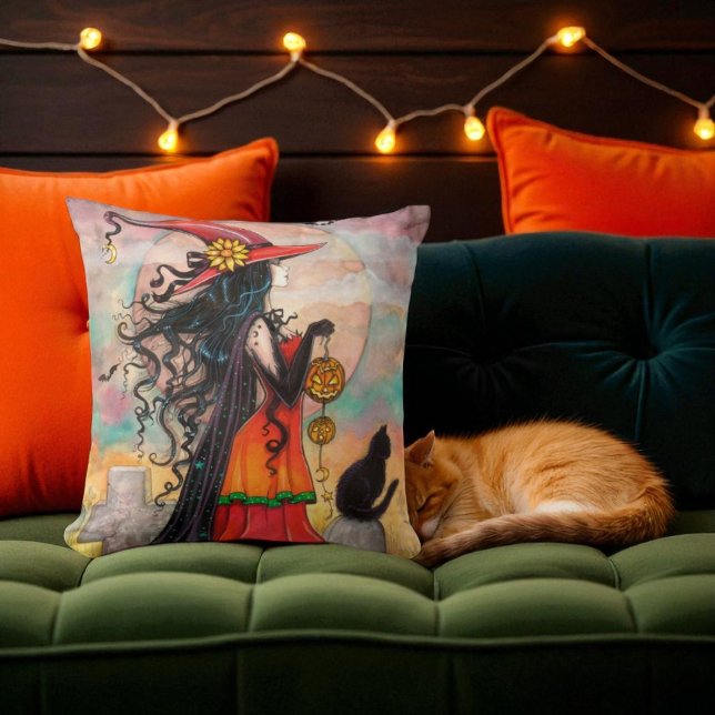 Witch and Black Cat Pillow for Halloween (Creator Uploaded)
