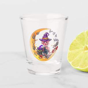 Witch and Black Cat Shot Glass