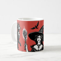 Witch and Black Cats Witchy Illustration