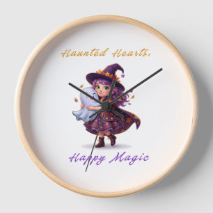 Witch and Boo Besties Cute Halloween Magic Clock