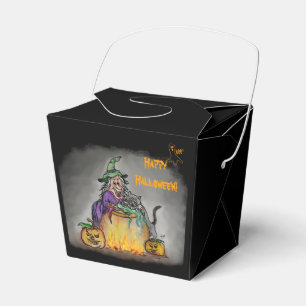 Witch and cat, Happy Halloween! Favour Box