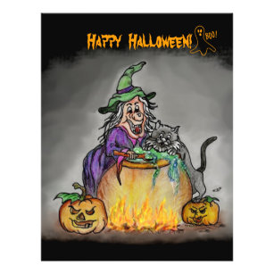 Witch and cat, Happy Halloween! Flyer