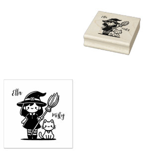 Witch and Cat Stamp - Customise with your names!