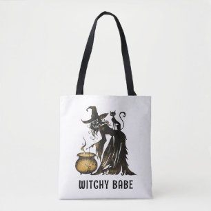 Witch and Cat Tote Bag