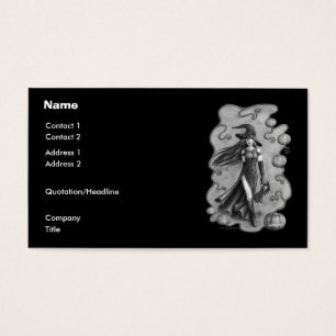 Witch and Doll Halloween business card