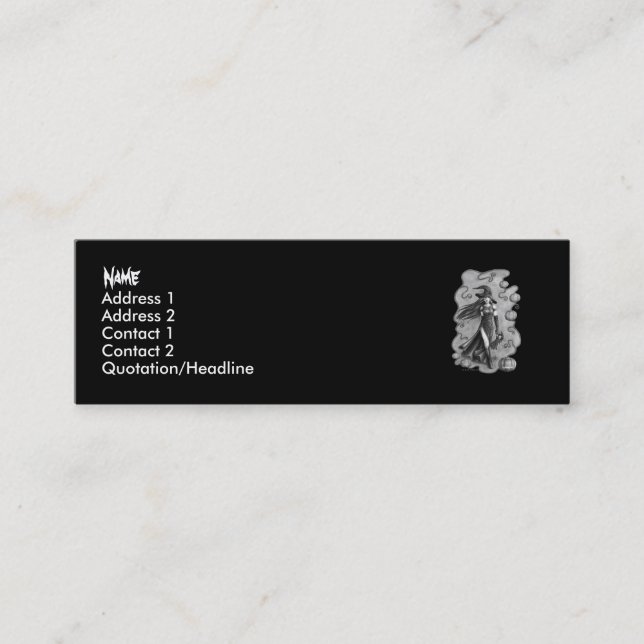 Witch and Doll Halloween Mini Business Card (Front)