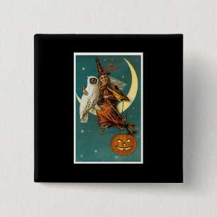 Witch and Her Owl 15 Cm Square Badge