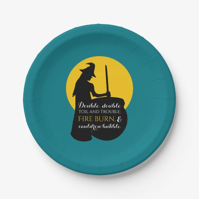 Witch and Moon Magic Spell Paper Plate (Front)