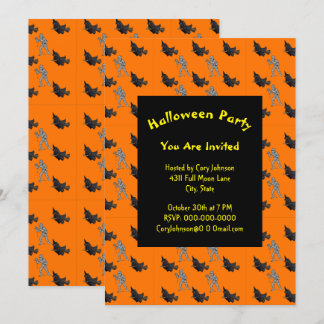 Witch and Mummy Pattern Halloween Invitation
