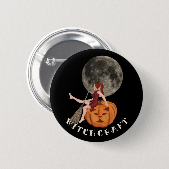 Witch and pumpkin. Witchcraft for Halloween 6 Cm Round Badge (Front & Back)
