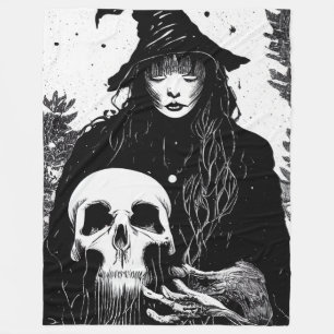 Witch and Skull Fleece Blanket, Large 