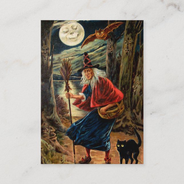 Witch at Halloween Night Business Card (Front)