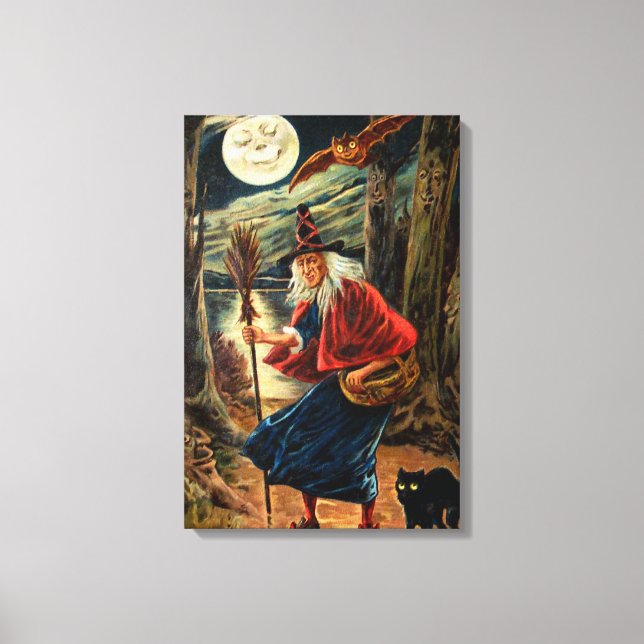 Witch at Halloween Night Canvas Print (Front)