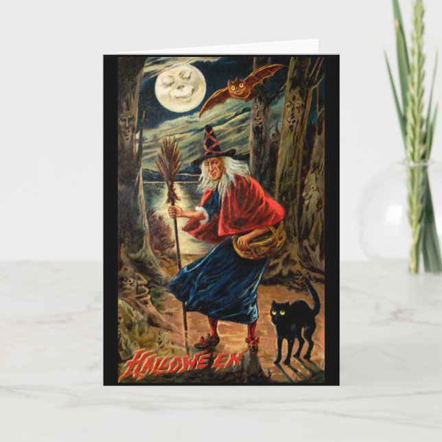 Witch at Halloween Night Card (Front)
