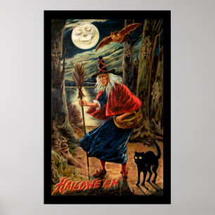 Witch at Halloween Night Poster