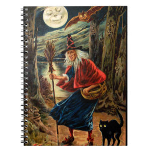 Witch at Halloween Night Spiral Notebook