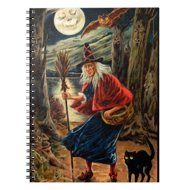Witch at Halloween Night Spiral Notebook (Front)