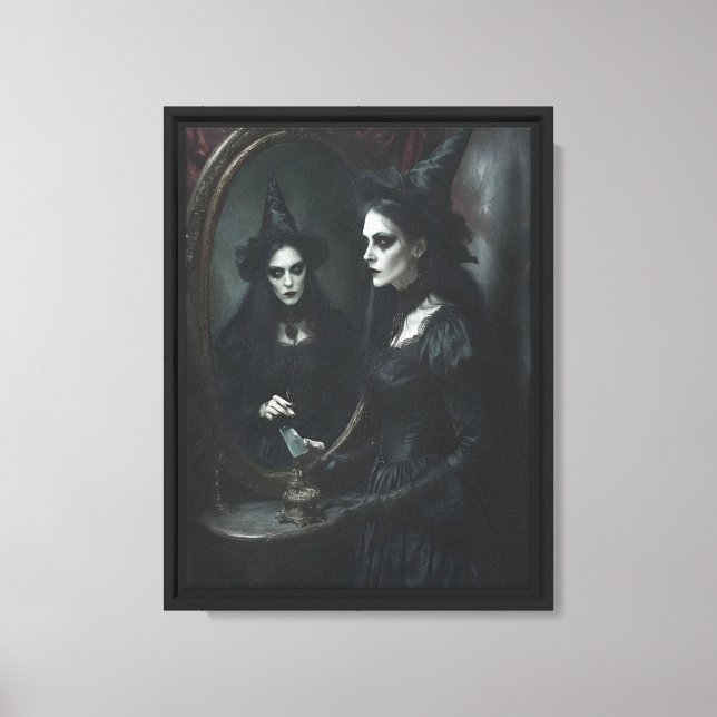 Witch at Mirror Canvas Wall Art (Front)