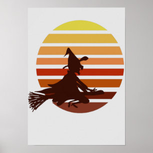 witch at sunset fun halloween poster