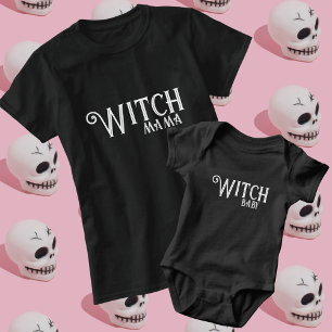 Witch baby Black Halloween Mama and Me Matching Baby Bodysuit
